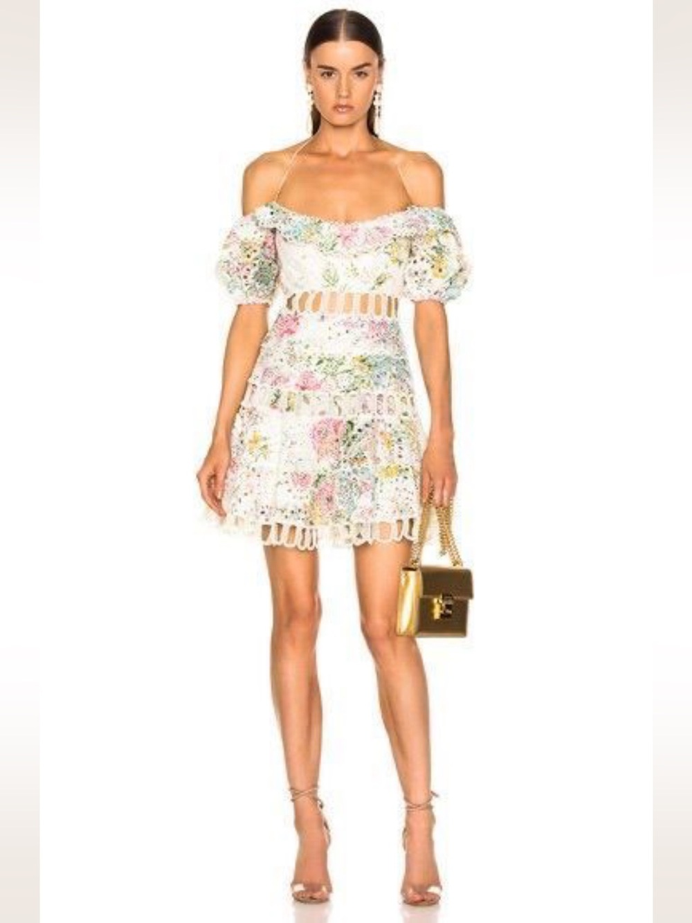 Ina Cream Floral Eyelet Dress with Crochet Trim